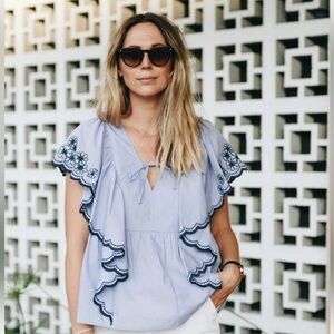 Brand New Kate Spade Daisy Embroidered Cotton Top: Size Large